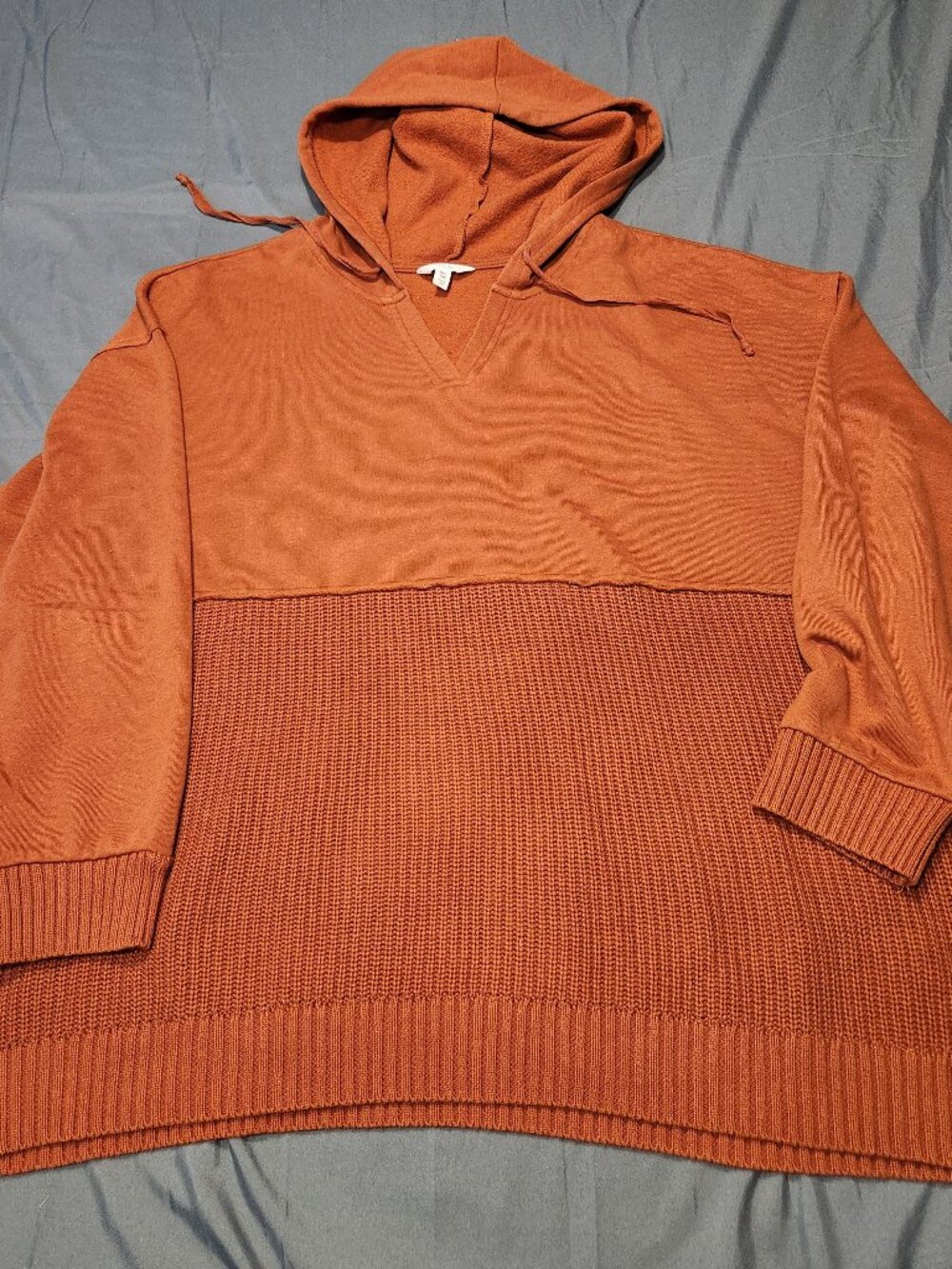 Time and Tru Knit Sweater Hoodie Rust Orange Burnt /Terracotta